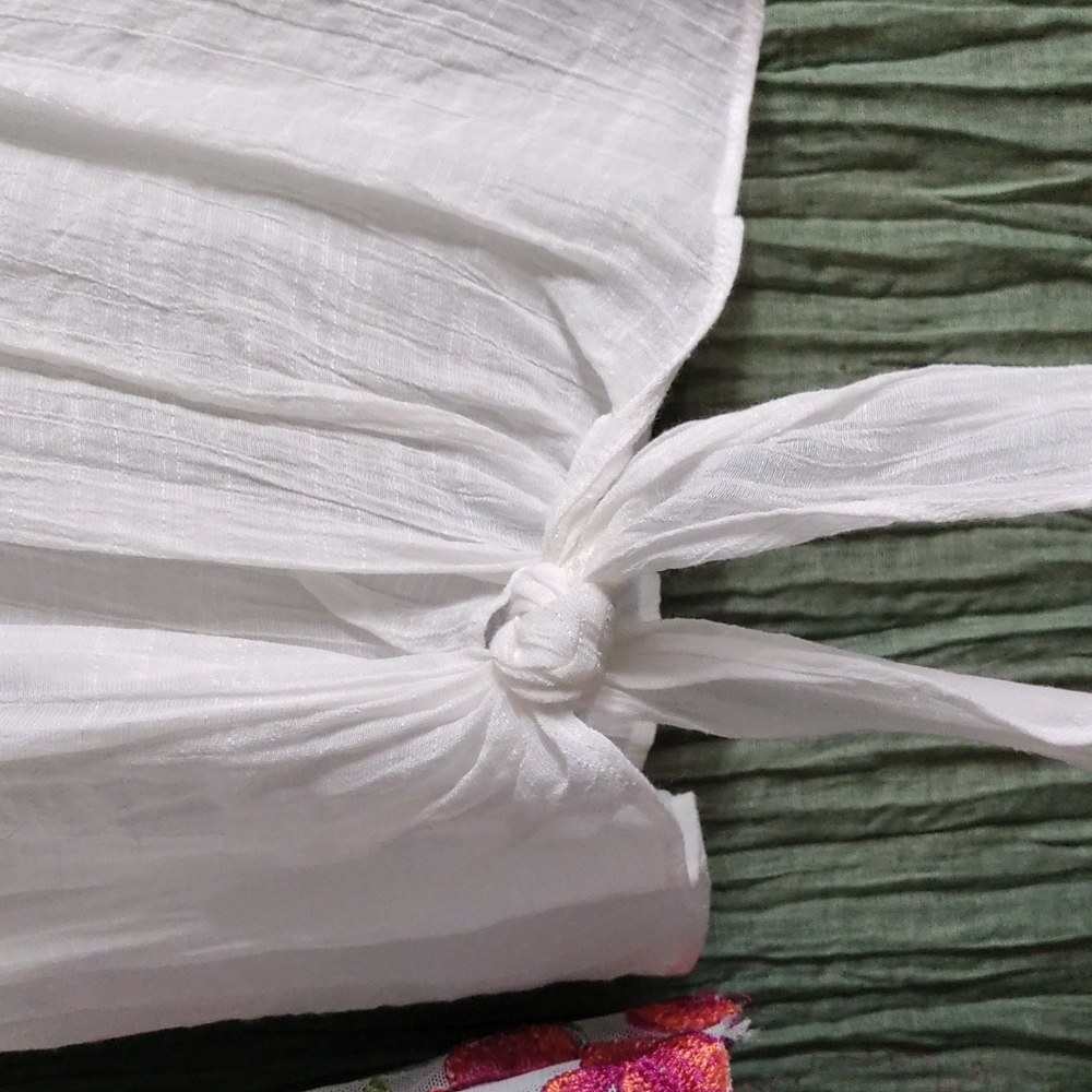 A. Byer Peasant Top with Floral Embroidered Bell Sleeves - Picture 6 of 13